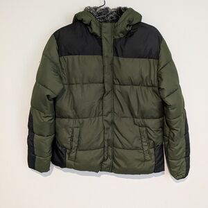 Wonder Nation Green & Black Kids Puffer Jacket Size XXL (18)